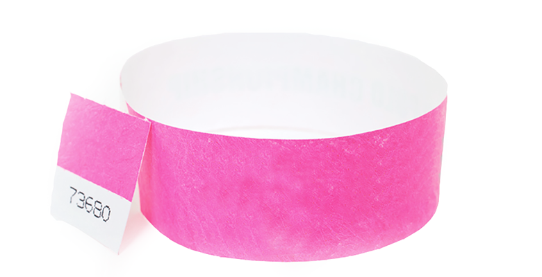 A how pink tear off stub wristband 